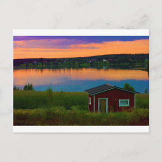 Cottage in sunset, Finland Postcard