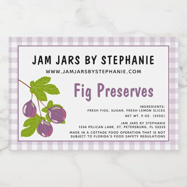 Cottage Industry Required Text Fruit Preserves Food Label (Single Label)