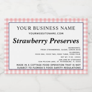 Cottage Industry UPDATED Required Text Red Check Food Label