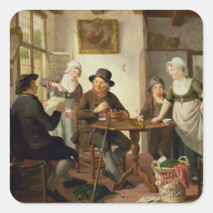 Cottage Interior Square Sticker