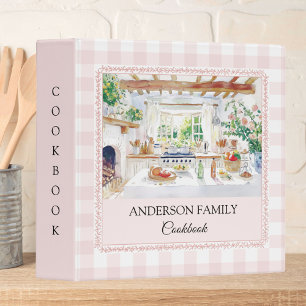Cottage Kitchen Blush Pink Gingham Family Recipe Binder
