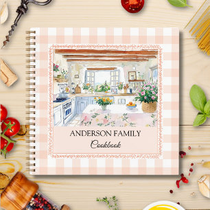 Cottage Kitchen Peach Gingham Family Recipe Notebook