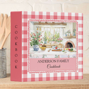 Cottage Kitchen Red Gingham Pattern Family Recipe Binder