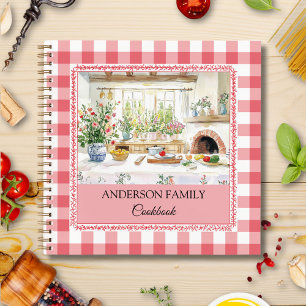Cottage Kitchen Red Gingham Pattern Family Recipe Notebook