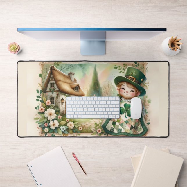 Cottage Leprechaun Patchwork Quilt Scene (Bureau 1)