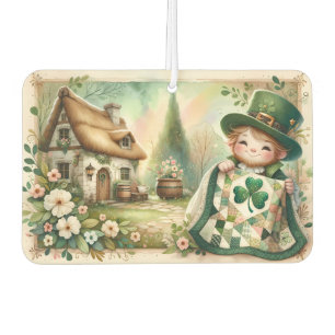 Cottage Leprechaun Patchwork Quilt Scene Air Freshener