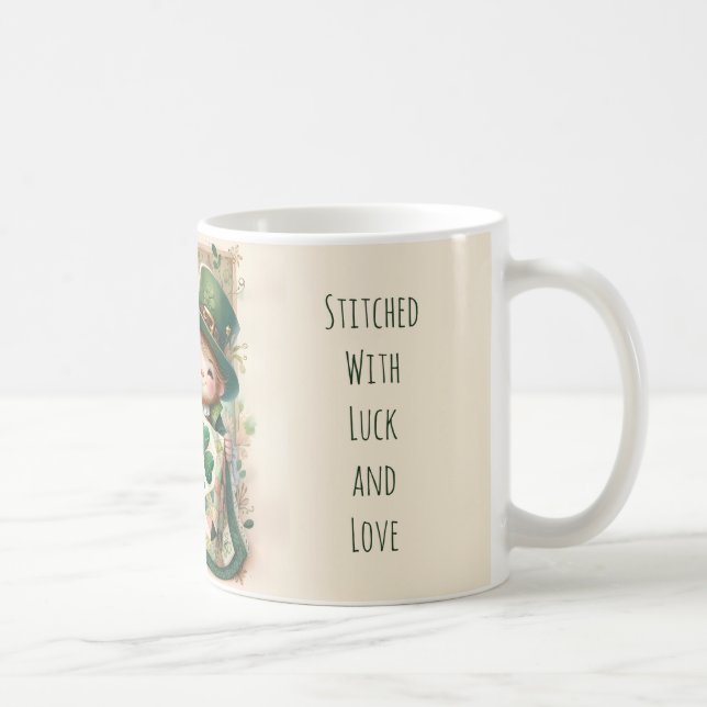 Cottage Leprechaun Patchwork Quilt Scene Coffee Mug (Right)