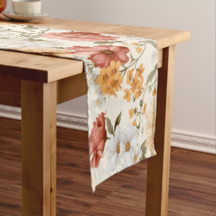 Cottage Meadow Colourful Wildflowers Short Table Runner