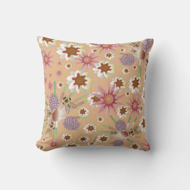 Cottage Meadow Throw Pillow (Front)