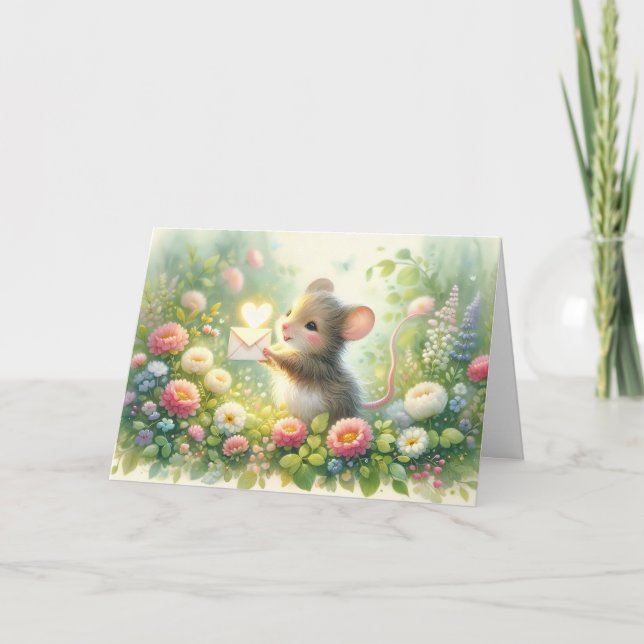 Cottage Mouse Love Letter Meadow Card (Front)
