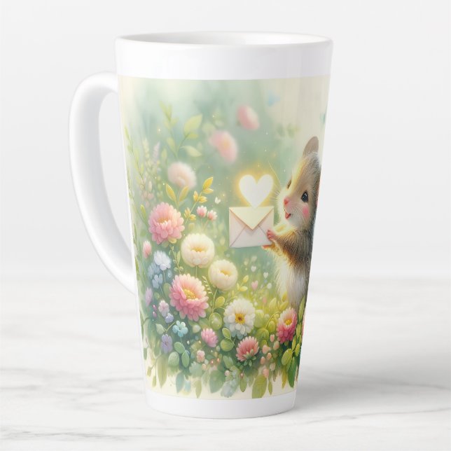 Cottage Mouse Love Letter Meadow Latte Mug (Left Angle)