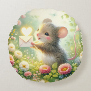Cottage Mouse Love Letter Meadow Round Pillow