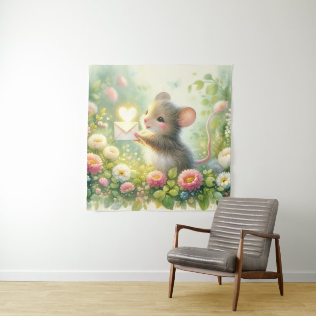 Cottage Mouse Love Letter Meadow Tapestry (In Situ (Horizontal))