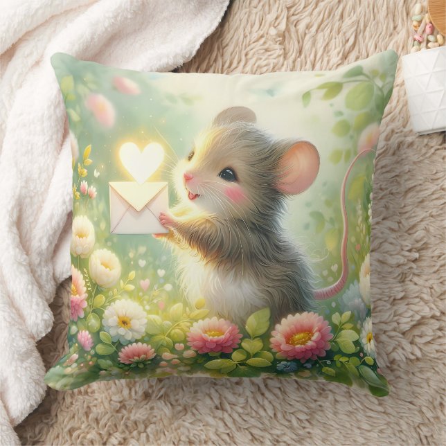 Cottage Mouse Love Letter Meadow Throw Pillow (Blanket)