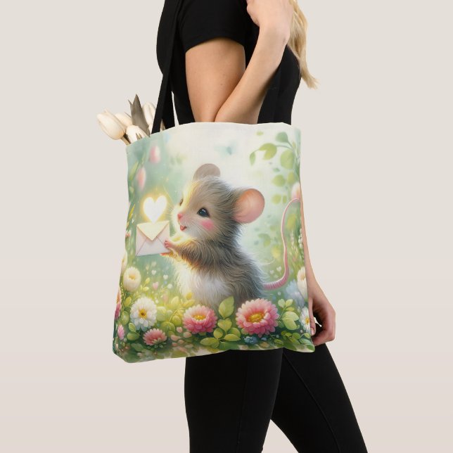 Cottage Mouse Love Letter Meadow Tote Bag (Close Up)
