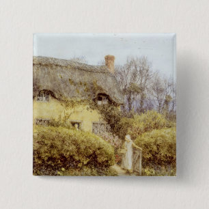Cottage near Freshwater 2 Inch Square Button