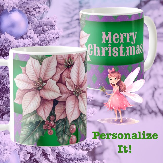 Cottage Pink and Purple Personalized Christmas  Coffee Mug (Creator Uploaded)