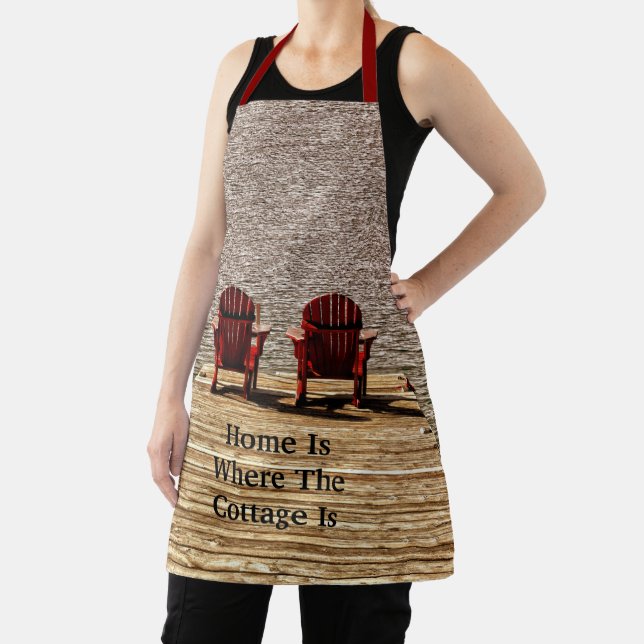 Cottage Red Adirondack Beach Chairs Apron (Insitu)