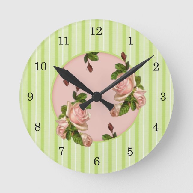 Cottage Rose Wall Clock (Front)