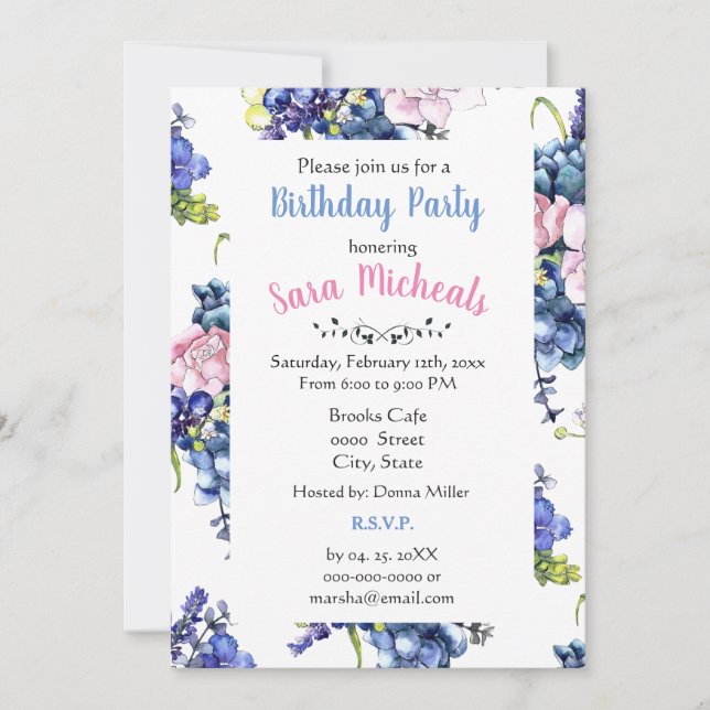 Cottage Roses Birthday Party Invitation (Front)