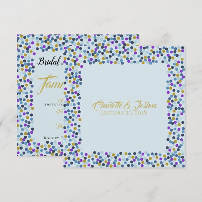 Cottage Roses Wedding Suite Shower Polka Dots Invitation (Front/Back)