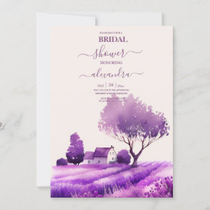 Cottage rustique Lavande violette Invitation nupti