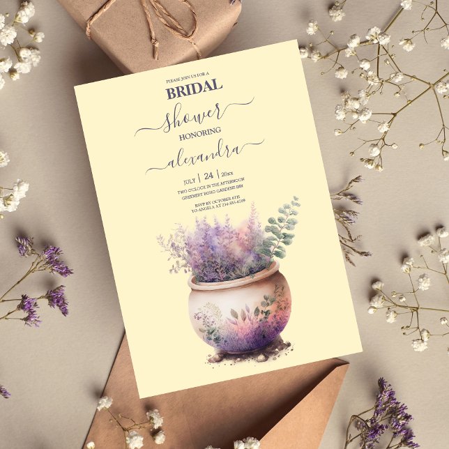 Cottage rustique Lavande violette Invitation nupti (Créateur téléchargé)