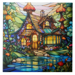 Cottage Stained Glass  Tile