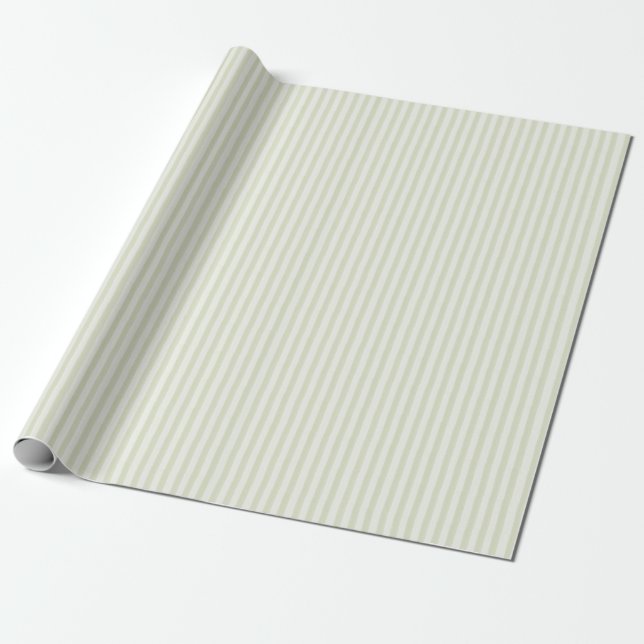 Cottage Stripe Green Celery Gift Wrapping Paper (Unrolled)