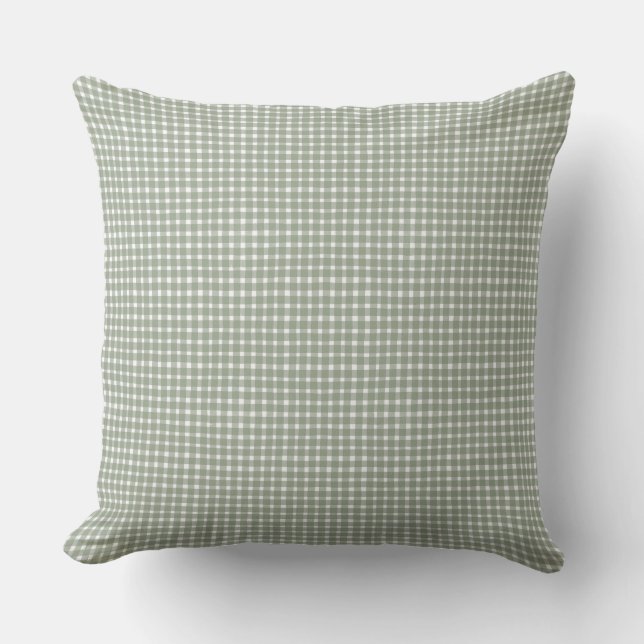 Cottage Style Sage Green Gingham Classic  Throw Pillow (Front)