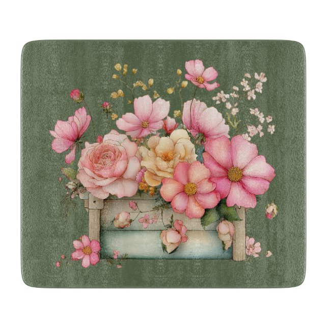 Cottage Summer Floral Cutting Board (Front)