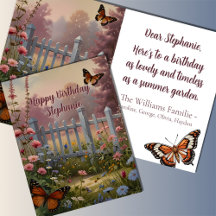 Cottage summer flower garden fence butterflies 