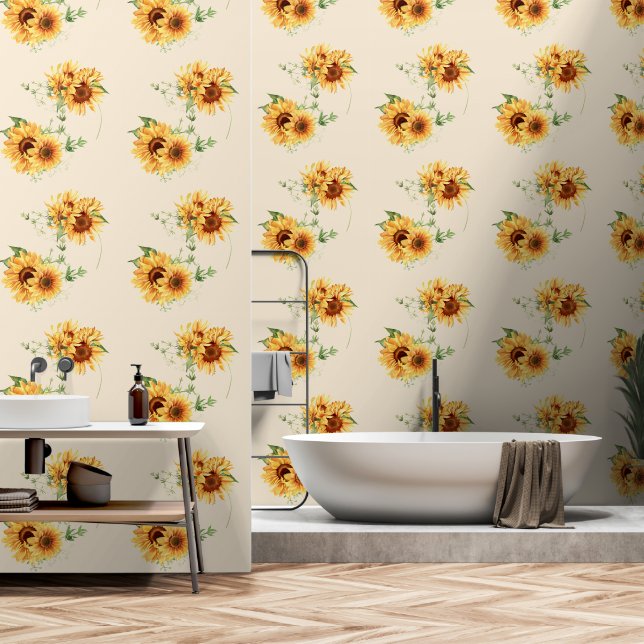 Cottage Sunflowers Wallpaper (Bathroom)