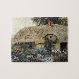 Cottage vintage de pays avec le puzzle de jardin
