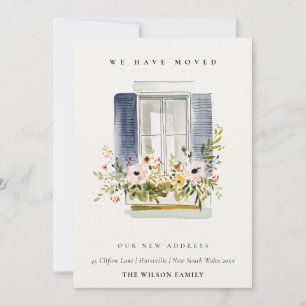 Cottage Vintage Floral Window We have Moved Card