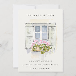 Cottage Vintage Floral Window We have Moved Card
