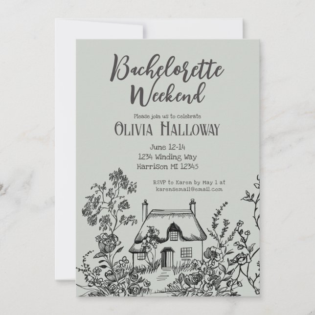Cottage Weekend Bachelorette Party Invitation (Front)