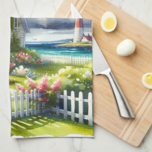 Cottage With View Of The Lighthouse Kitchen Towel