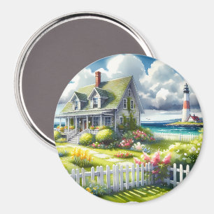 Cottage With View Of The Lighthouse Magnet