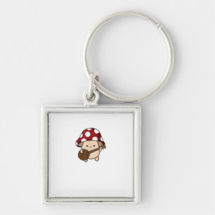 Cottagecore Aesthetic Cute Mushroom Playing Banjo Keychain