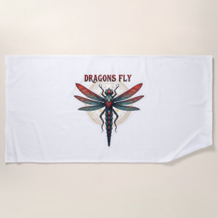 Cottagecore Aesthetic Dragonfly Mushroom Witchy Fl Beach Towel