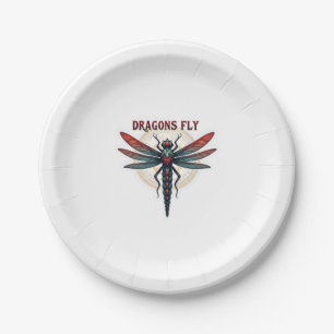Cottagecore Aesthetic Dragonfly Mushroom Witchy Fl Paper Plate