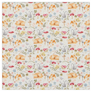 Cottagecore Aesthetic Fabric with mushrooms 