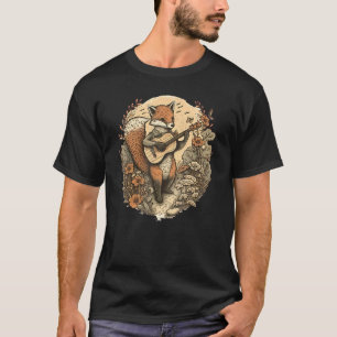 Cottagecore Aesthetic Fox Playing Guitar Vintage F T-Shirt
