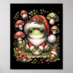 Cottagecore Aesthetic Frog Christmas Mushroom Men  Poster