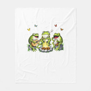 Cottagecore Aesthetic Frogs Camping Forest Goblinc Fleece Blanket