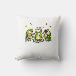 Cottagecore Aesthetic Frogs Camping Forest Goblinc Throw Pillow