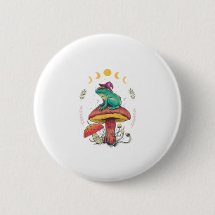 Cottagecore Aesthetic Goblincore Frog Wizard On Mu 2 Inch Round Button