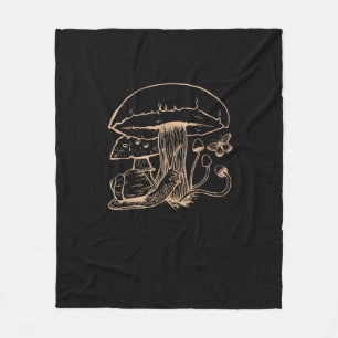 Cottagecore Aesthetic Goblincore Mushroom Snail Fleece Blanket