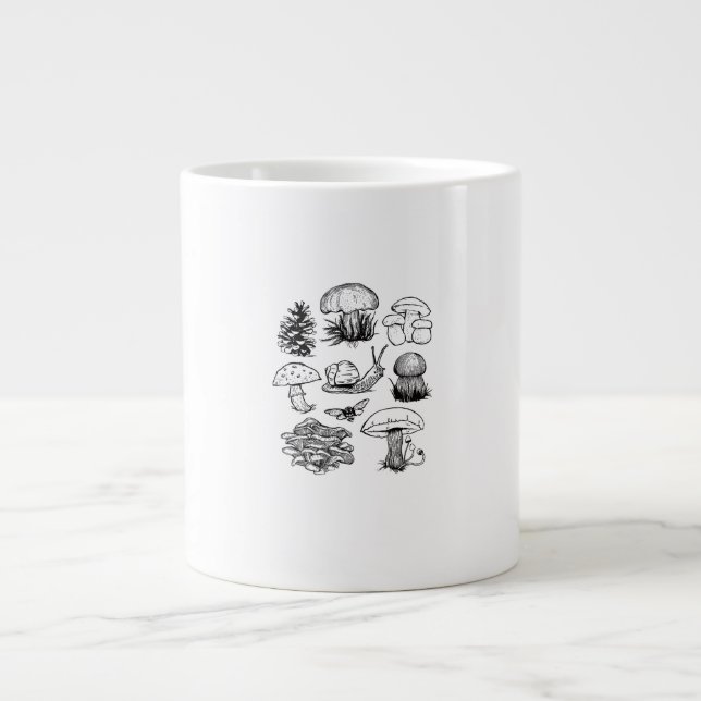 Cottagecore Aesthetic Goblincore Mushroom Snail Large Coffee Mug (Front)
